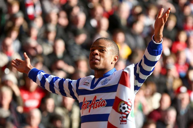 Loic Remy of Queens Park Rangers celebrates his goal