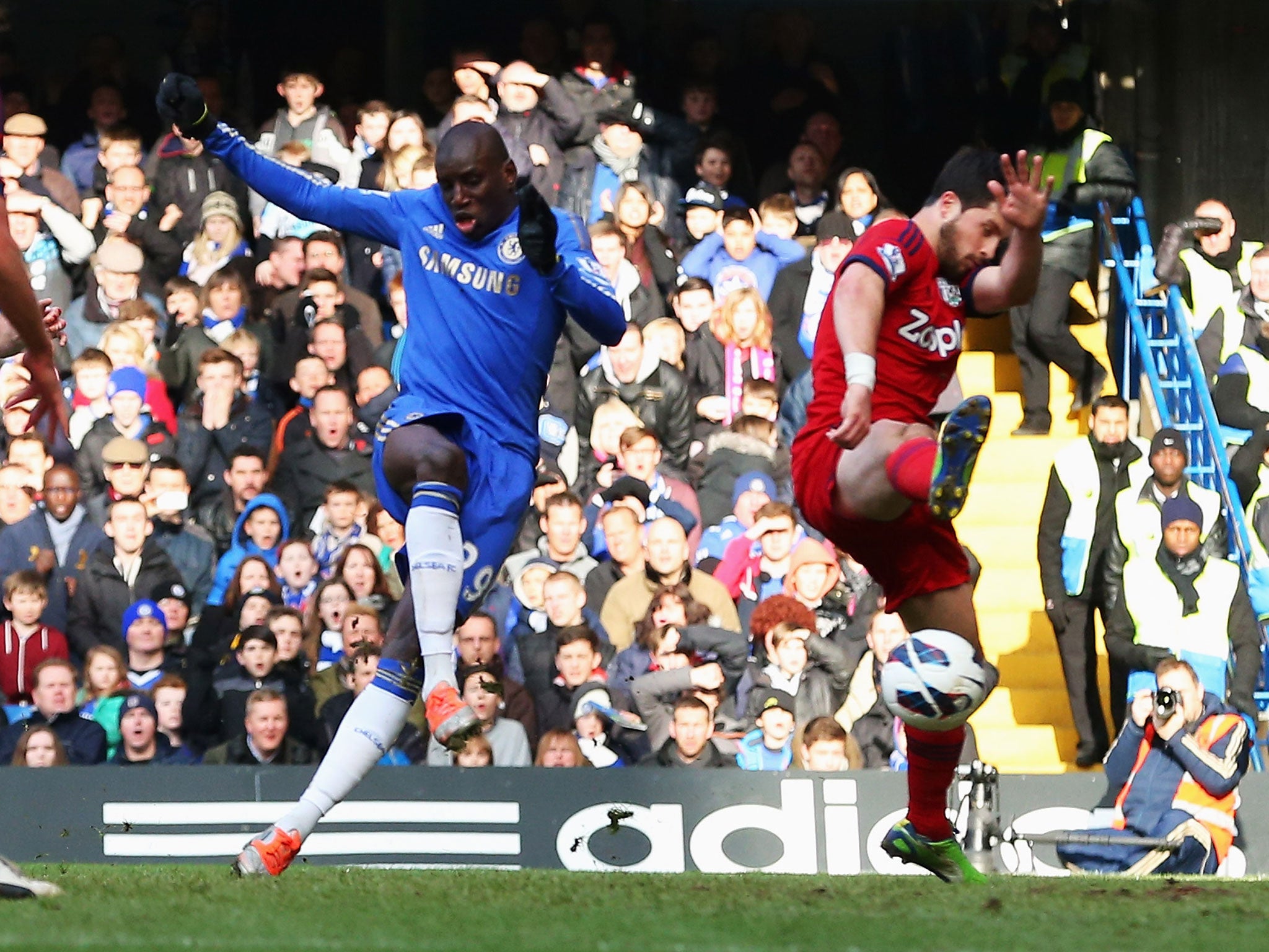 Demba Ba of Chelsea scores the opening goal