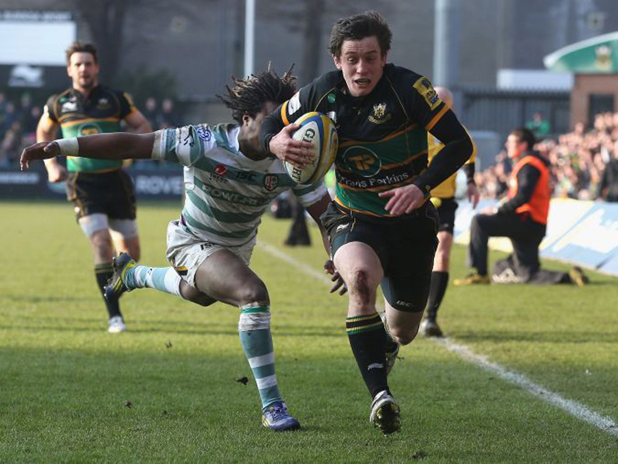 Jamie Elliott, the 20-year-old product of Northampton’s academy, scored three tries and denied the Irish one with his intelligent covering
