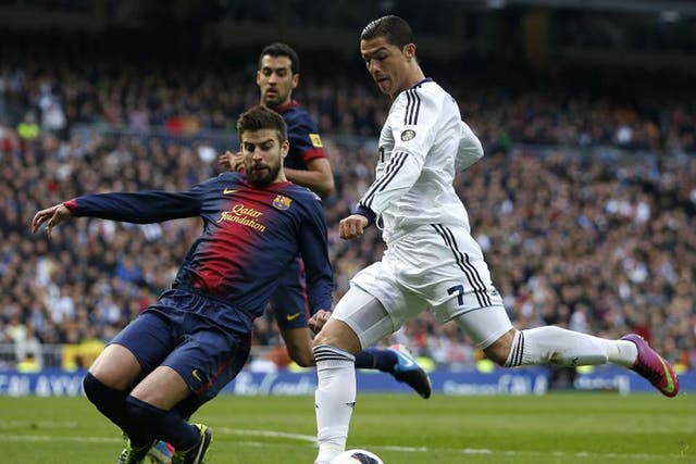 Cristiano Ronaldo (right) during Real’s win over Barcelona 