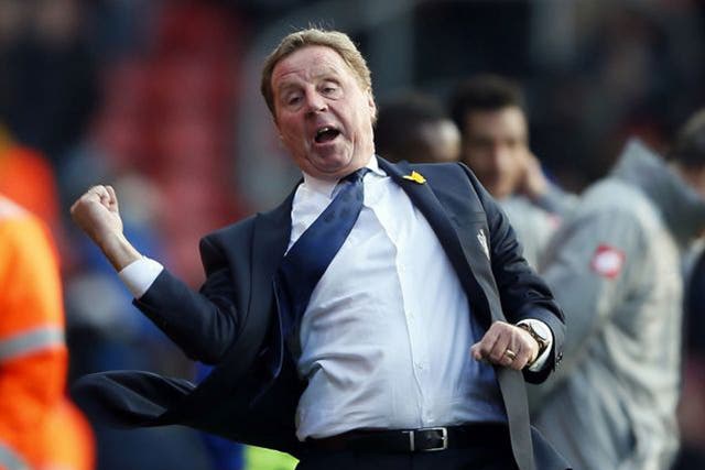 Harry Redknapp celebrates after beating Southampton on Saturday 