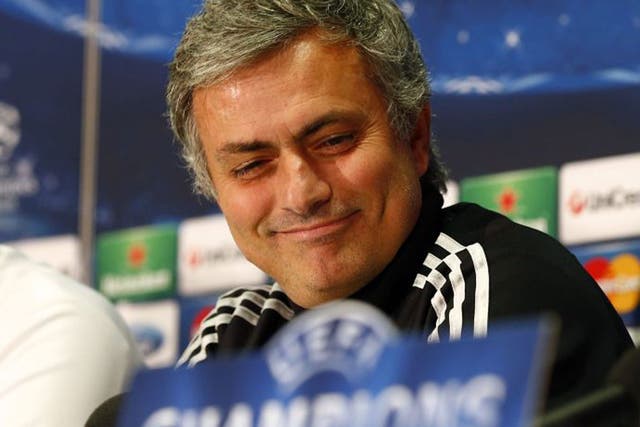 Jose Mourinho is all smiles during yesterday’s press conference