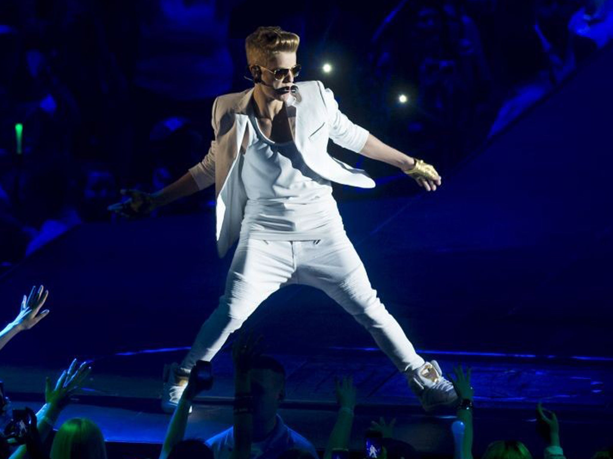 Just Bieber performs at the 02 in London after arriving on stage two hours later than scheduled