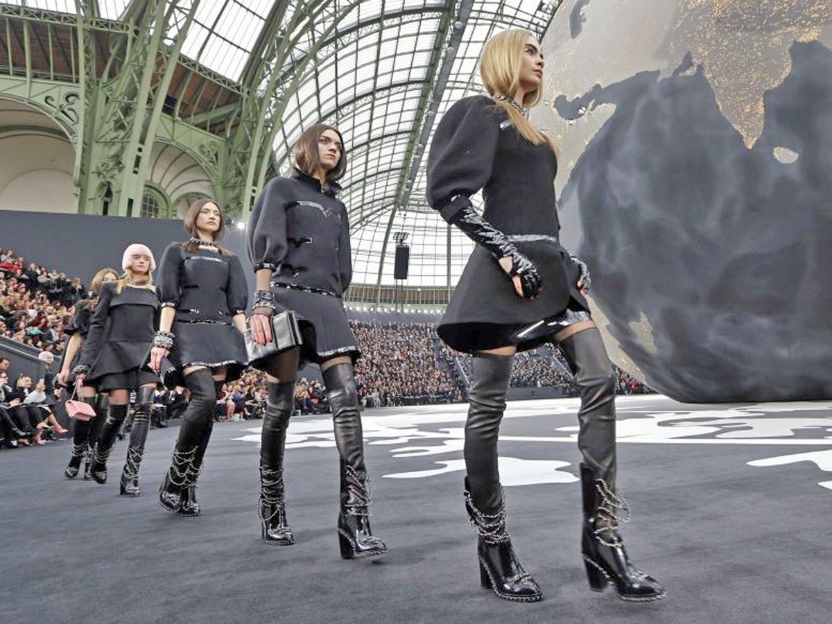 Boots and chains mark Lagerfeld's global domination | The Independent Independent