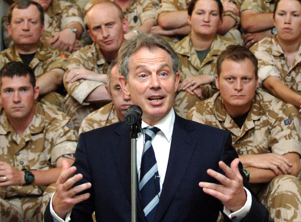 Tony Blair visiting troops in Iraq in 2007. He told the inquiry the Attorney General’s legal advice had not constrained the decision to go to war