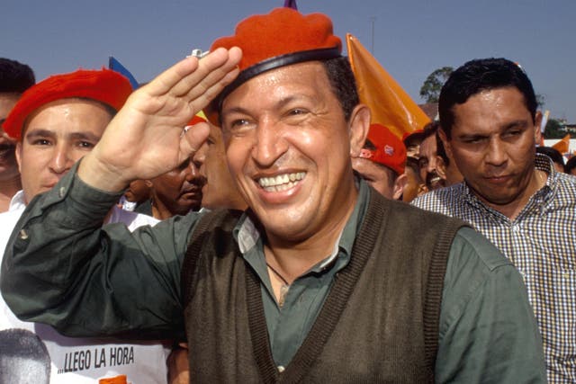 Hugo Chavez at a campaign rally in 2003