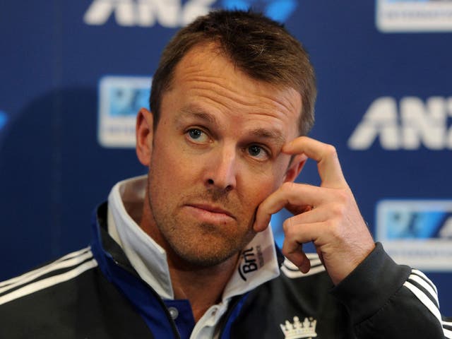 England spinner Graeme Swann speaks to media after being ruled out of the series against New Zealand due to injury