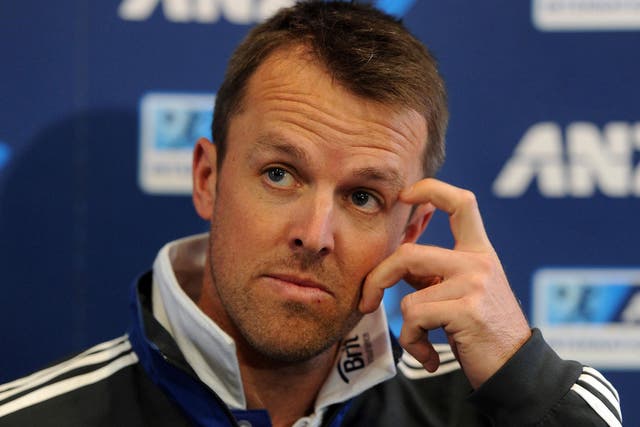 England spinner Graeme Swann speaks to media after being ruled out of the series against New Zealand due to injury