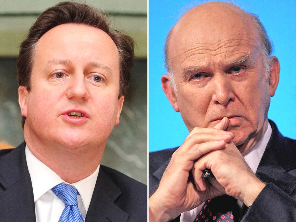 Prime Minister David Cameron and Business Secretary Vince Cable