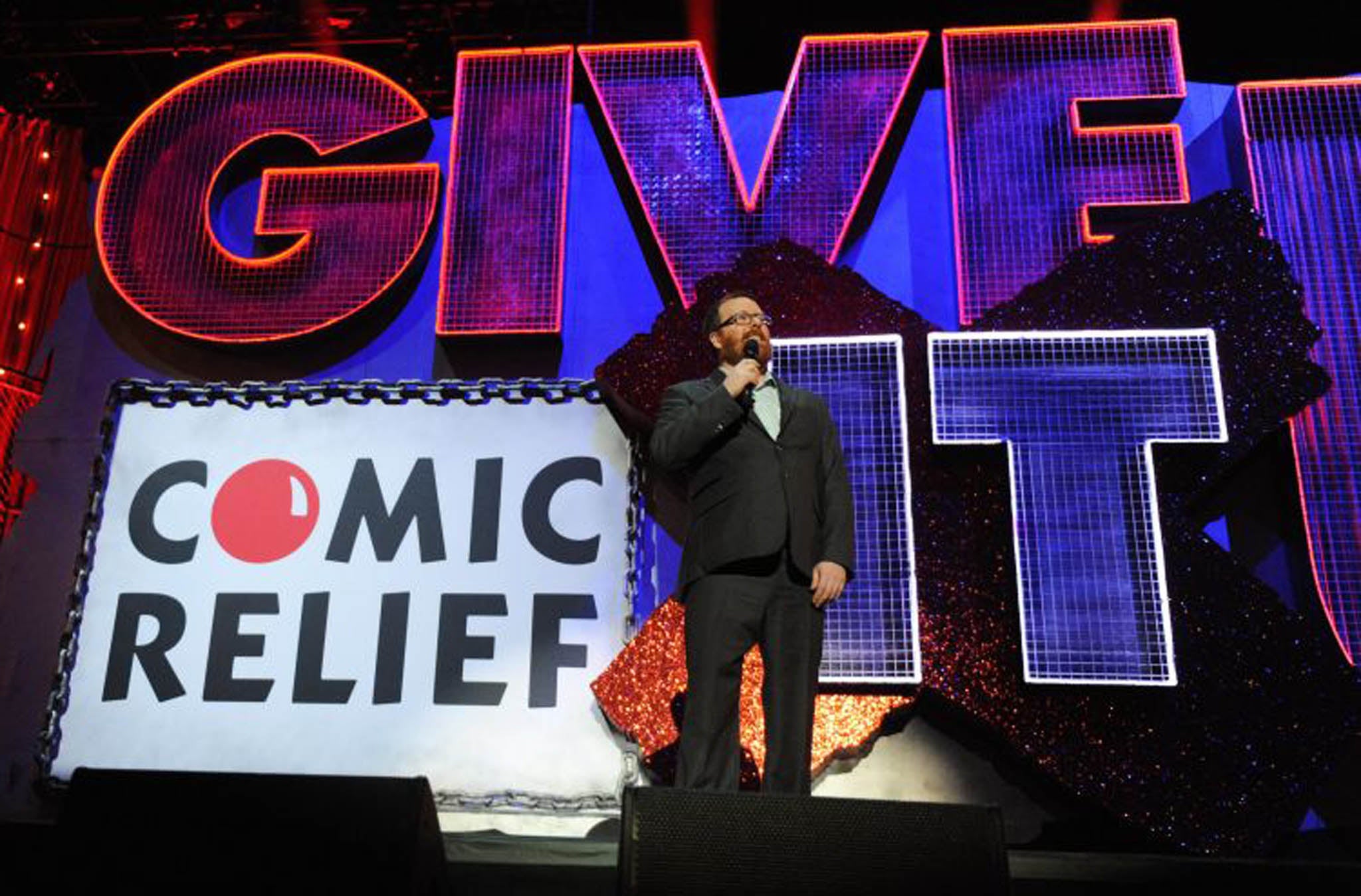 Frankie Boyle performing at Give It Up for Comic Relief