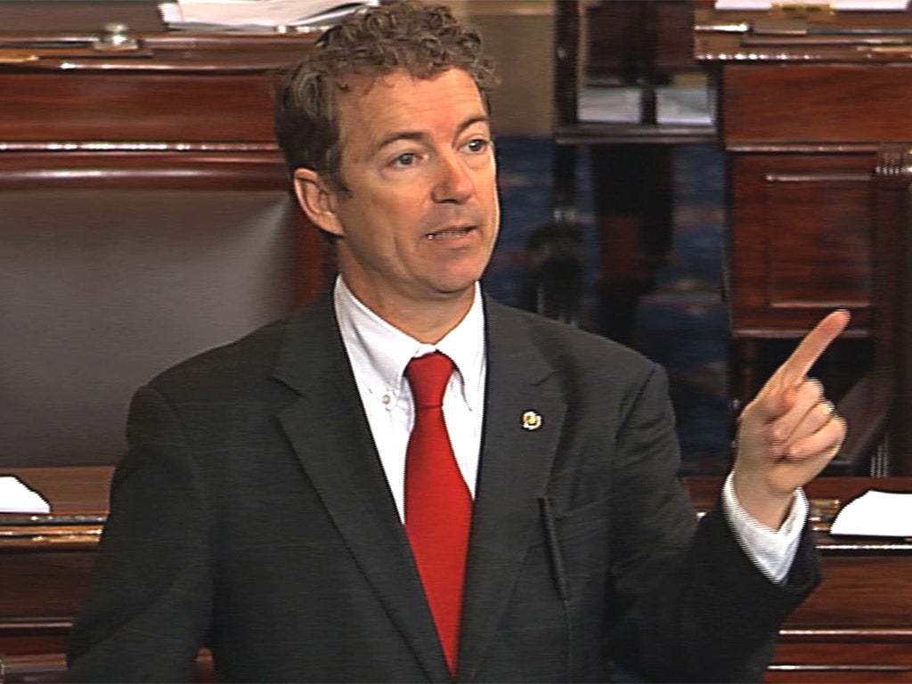 Rand Paul speaks at the Senate on Capitol Hill in Washington on Wednesday