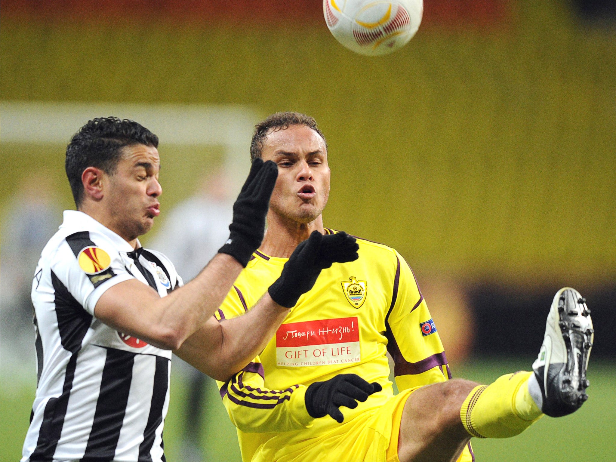 Anji's defender Ewerton vies with Newcastle's Hatem Ben Arfa