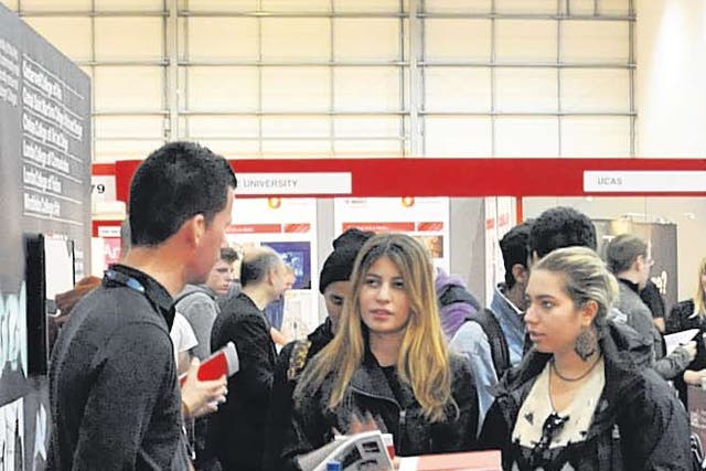 Sixth-formers at a Ucas event for prospective design students