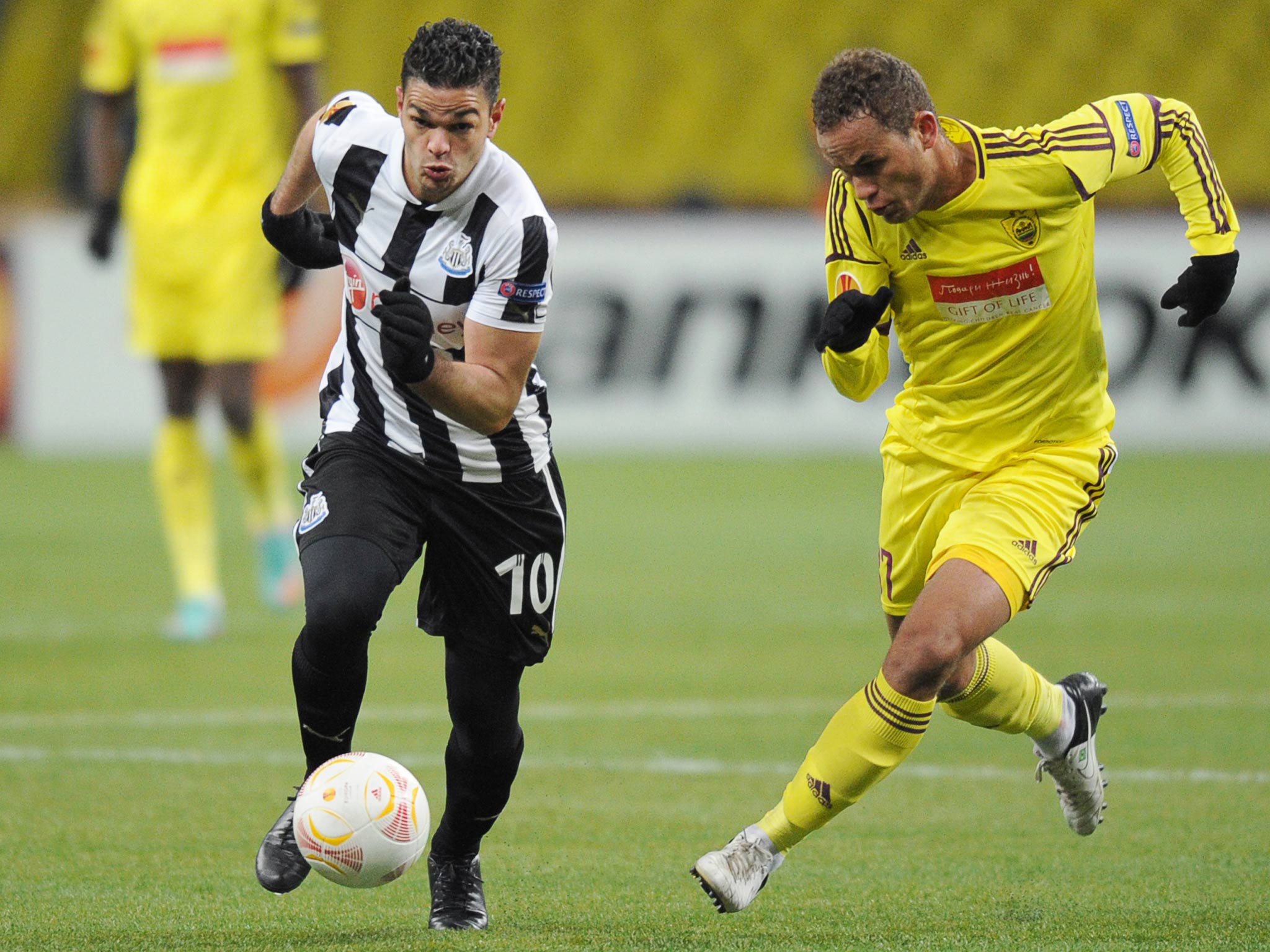 Newcastle midfielder Hatem Ben Arfa in Europa League action against Anzhi Makhachkala