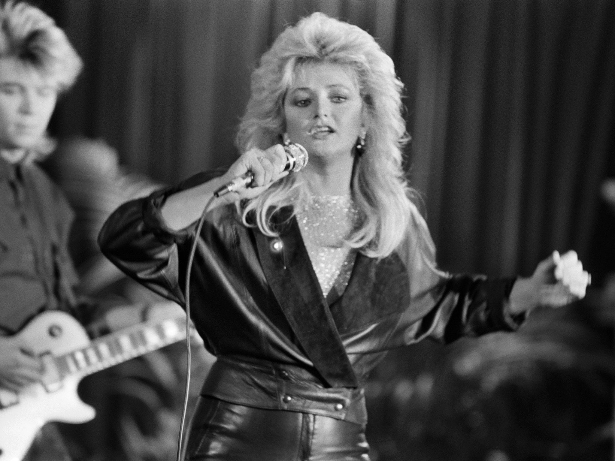 British musician Bonnie Tyler sings at the Maison de la Chimie in Paris on December 17, 1984. Veteran gravelly-voiced singer Bonnie Tyler is to represent Britain at the Eurovision Song Contest, the BBC announced on March 7, 2013.