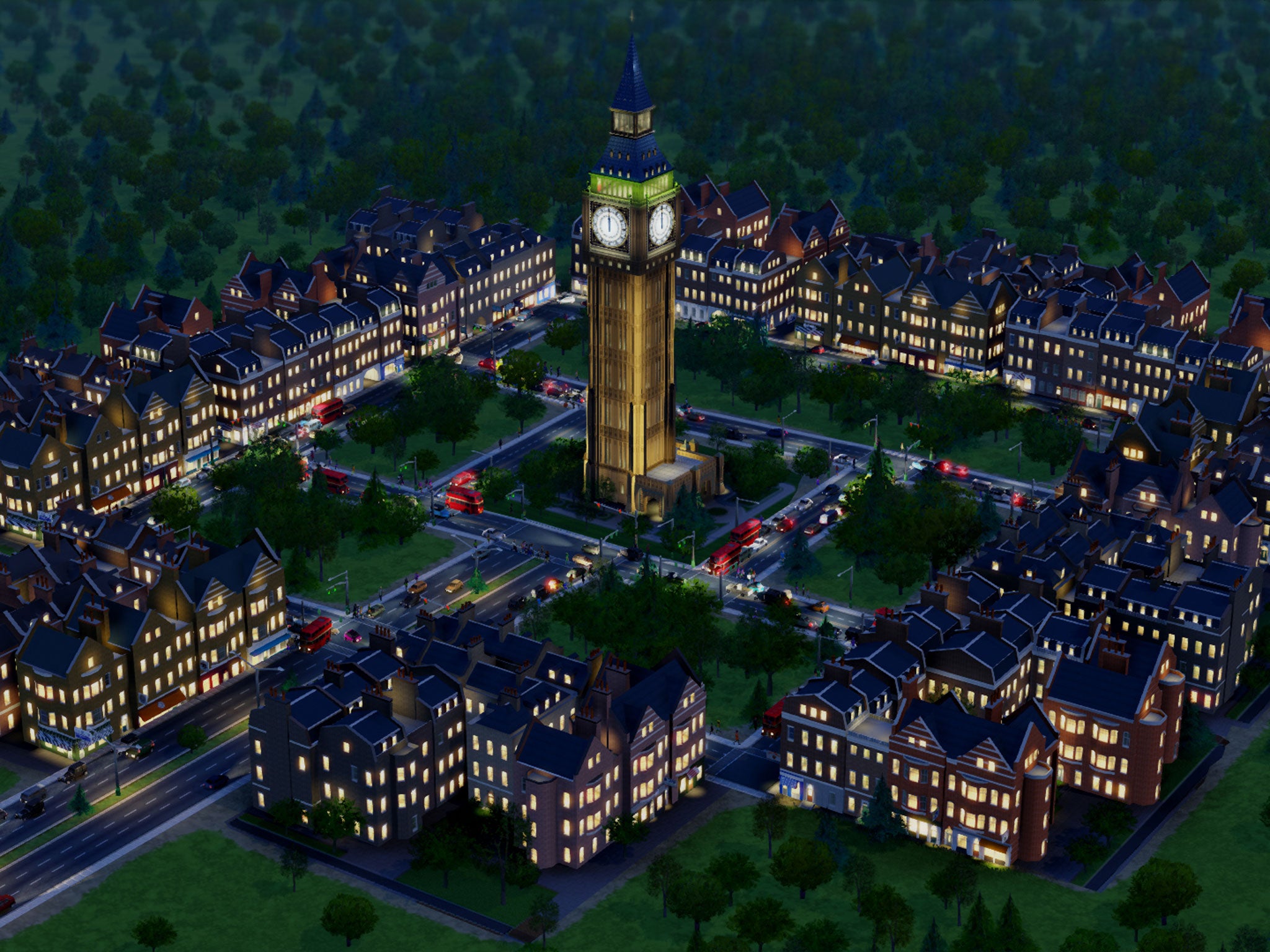 An in-game still from the new SimCity
