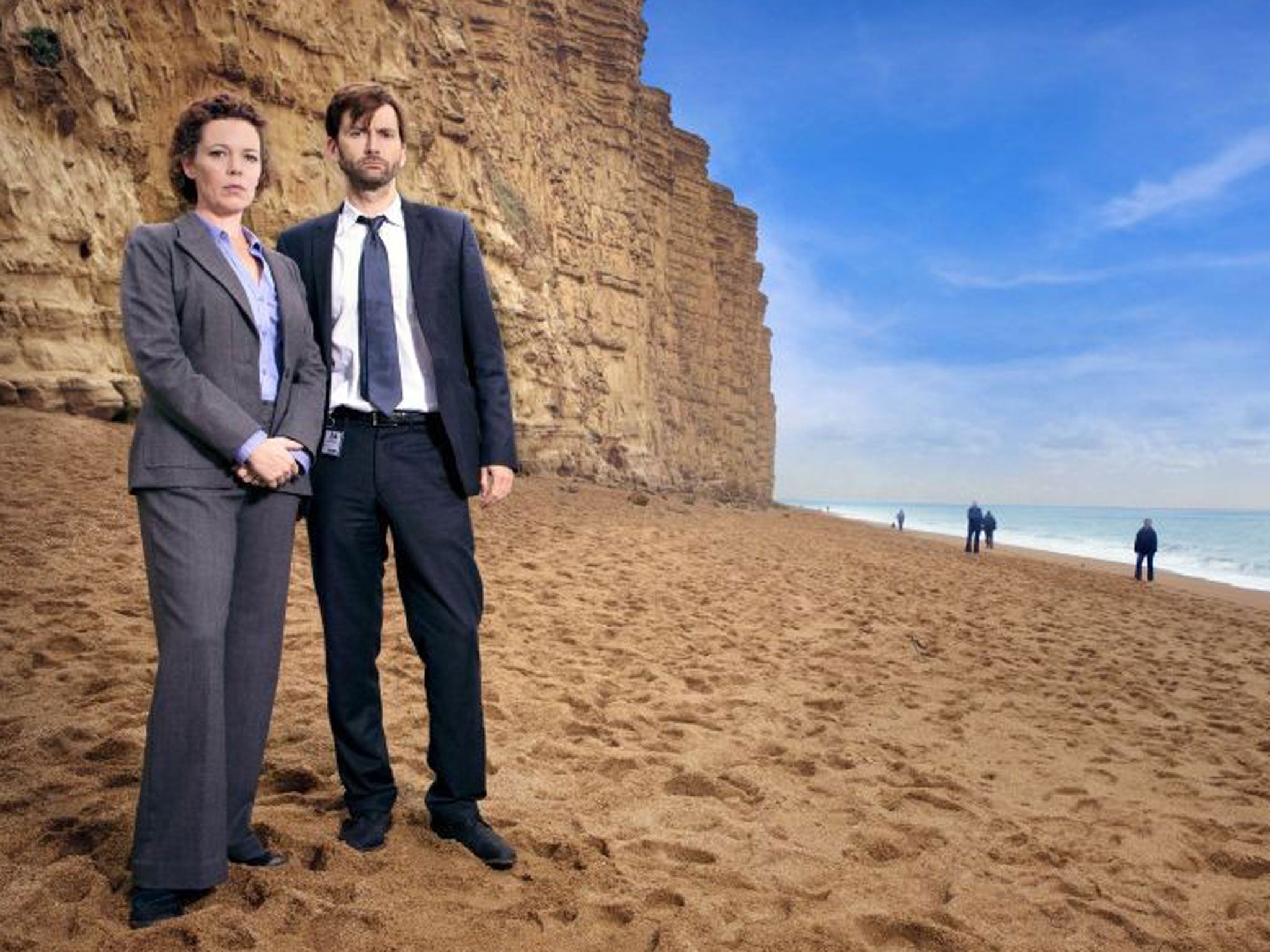 Dynamic Duo: Rivals Olivia Colman and David Tennant tackle murder on the beach in Broadchurch