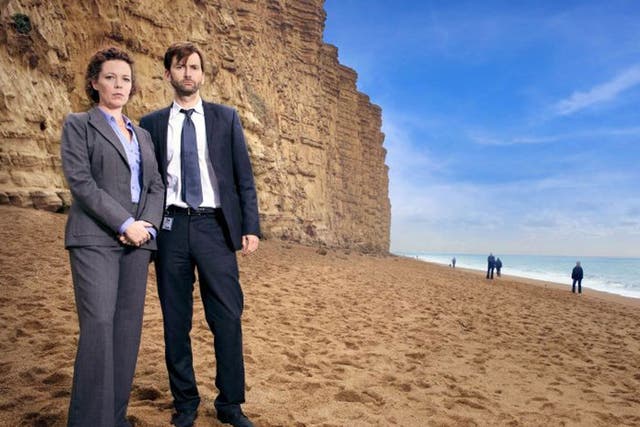 Dynamic Duo: Rivals Olivia Colman and David Tennant tackle murder on the beach in Broadchurch