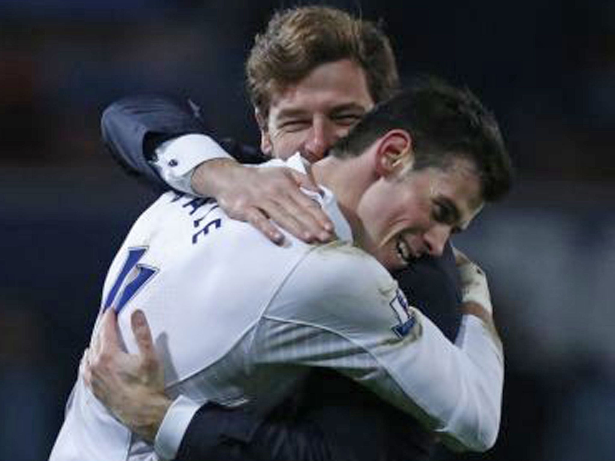 Andre Villas-Boas enjoys a moment of glory with his Spurs forward Gareth Bale