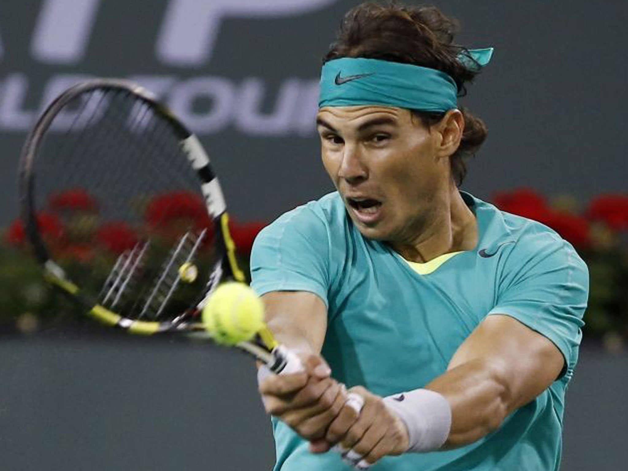 Rafael Nadal on his way to victory against Ryan Harrison