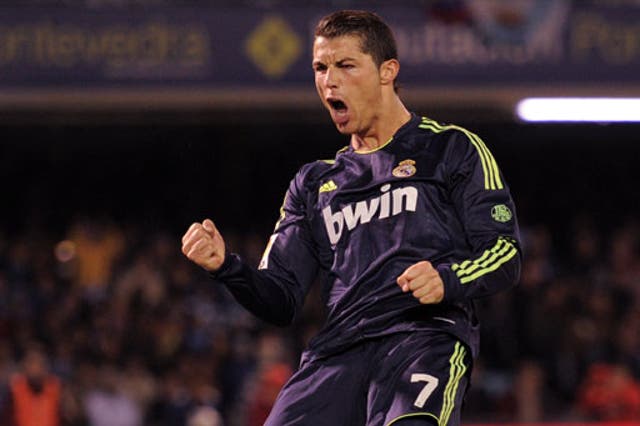 Christiano Ronaldo celebrates his goal against Celta Vigo