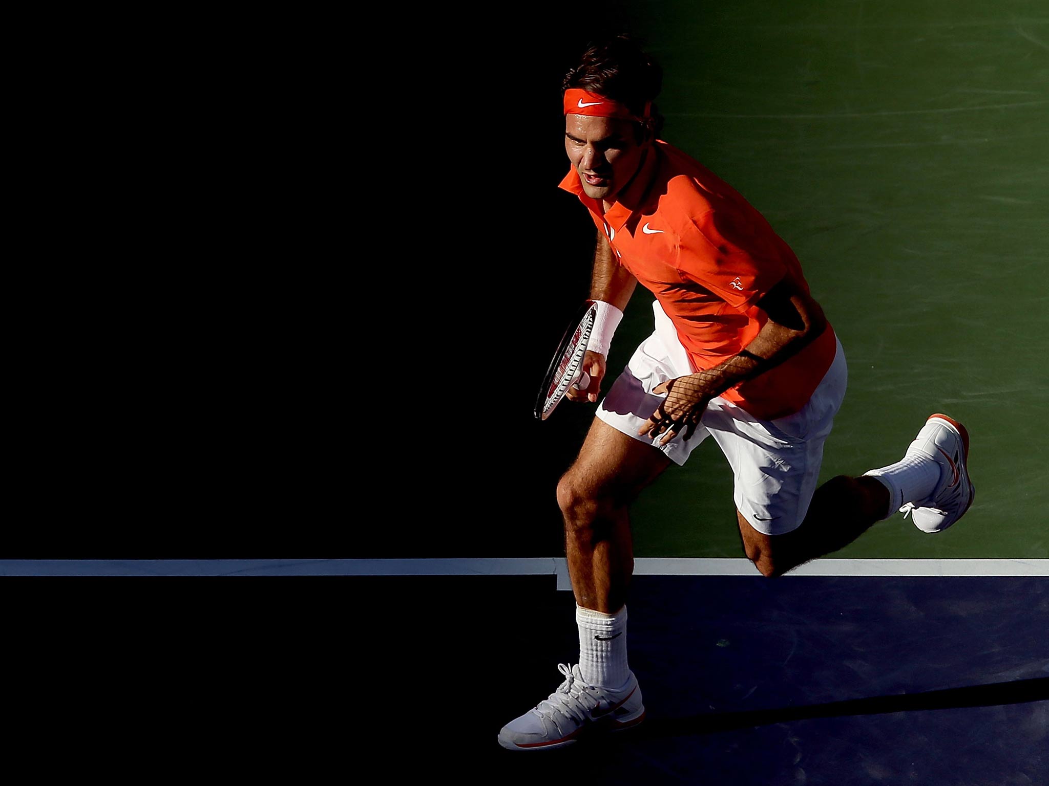 Roger Federer in action at Indian Wells