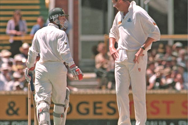 Exchanging pleasantries with Michael Slater at the Waca in 1995