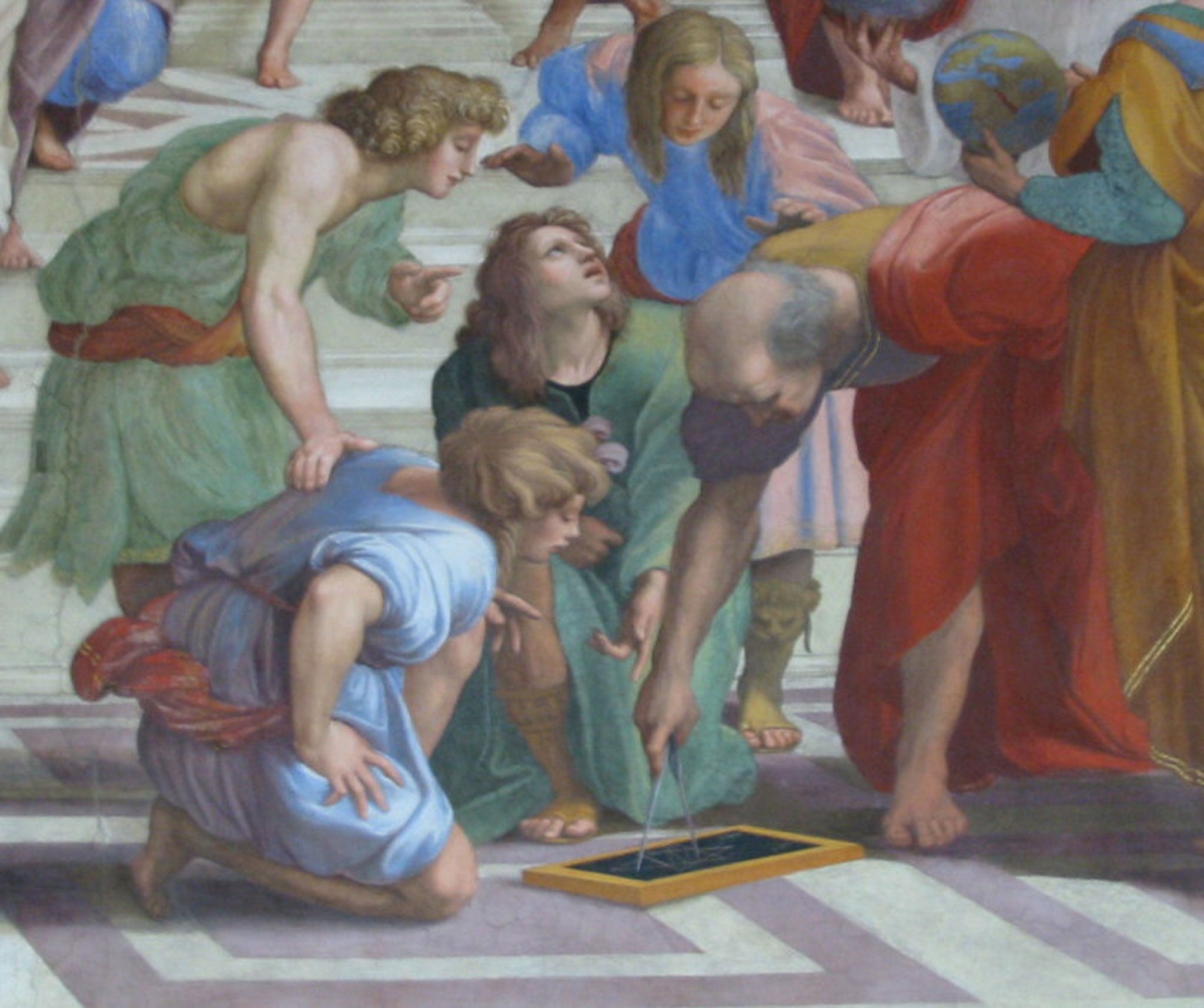 Euclid, Greek mathematician, 3rd century BC, as imagined by Raphael in this detail from The School of Athens