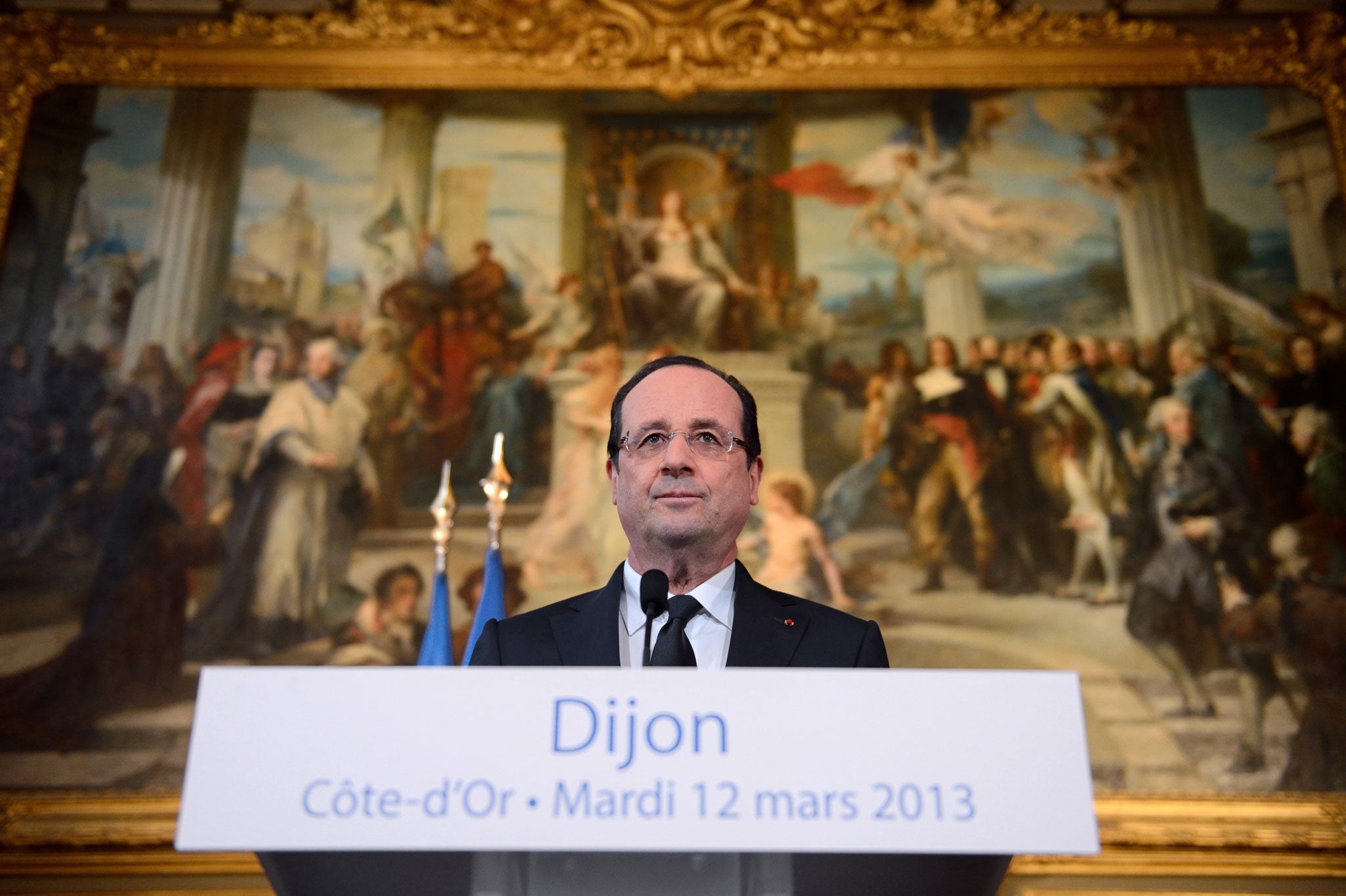 President Hollande gives a speech in Dijon