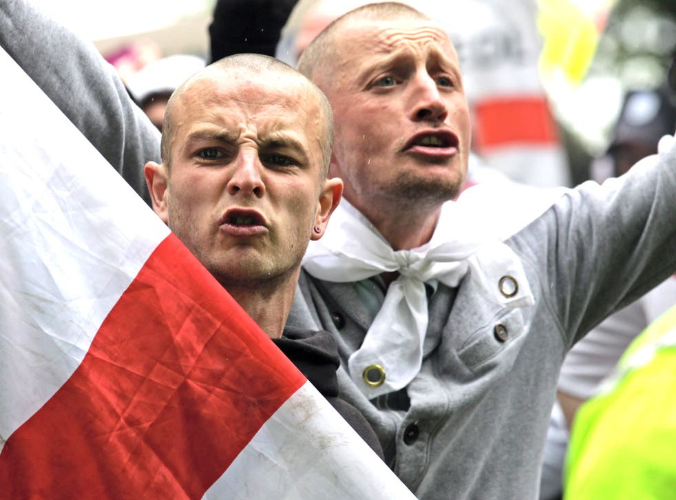 Members of the English Defence League during a march in Bristol last year