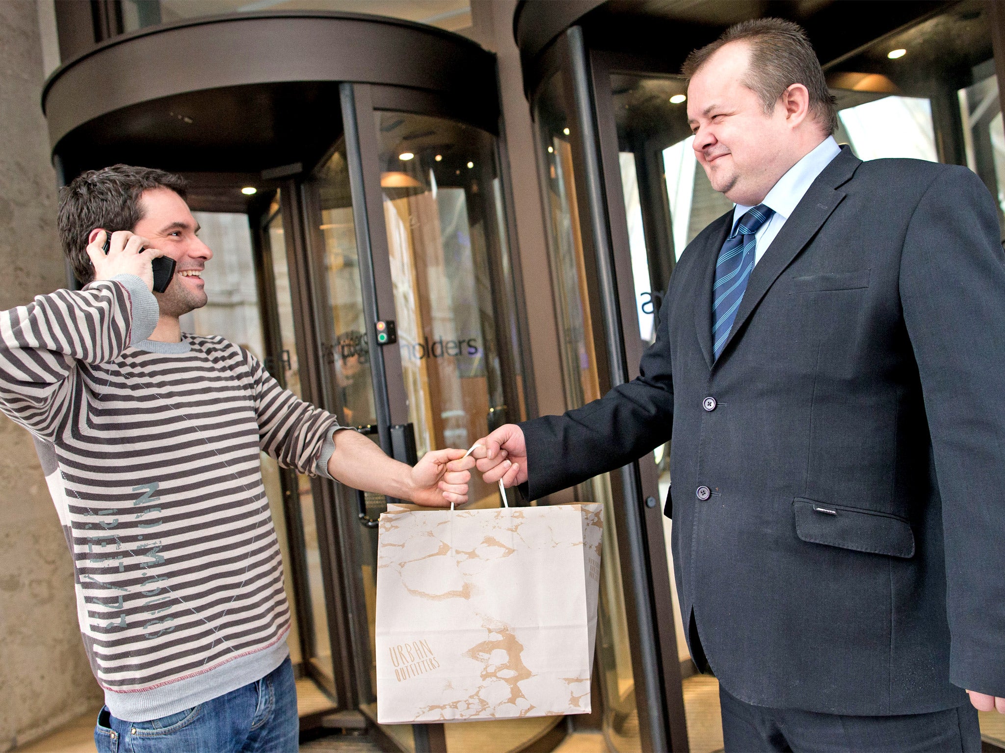 Personal touch: Adam Jacques collects his shopping