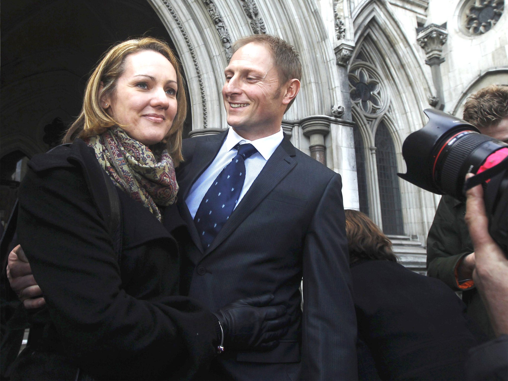 A delighted Danny Nightingale and his wife Sally leave the High Court