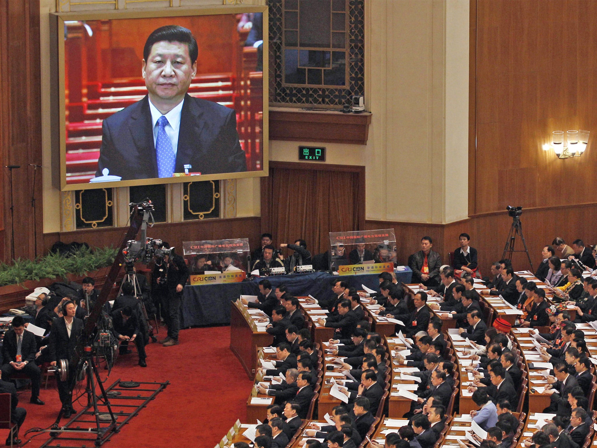 Communist Party chief Xi Jinping during the opening session of the National People's Congress in Beijing's Great Hall of the People earlier this month