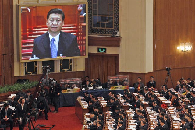 Communist Party chief Xi Jinping during the opening session of the National People's Congress in Beijing's Great Hall of the People earlier this month