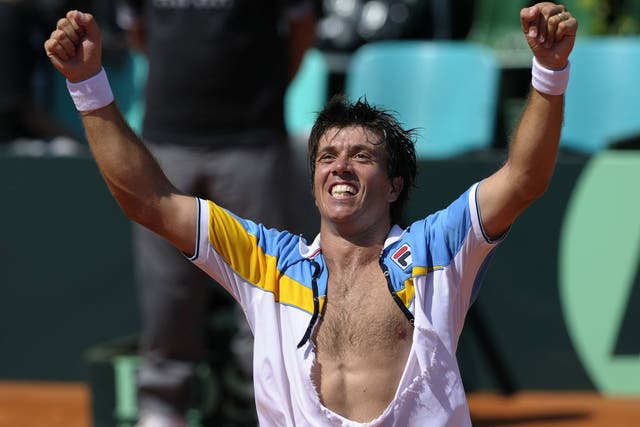Argentina's tennis player Carlos Berlocq at the Davis Cup earlier this year