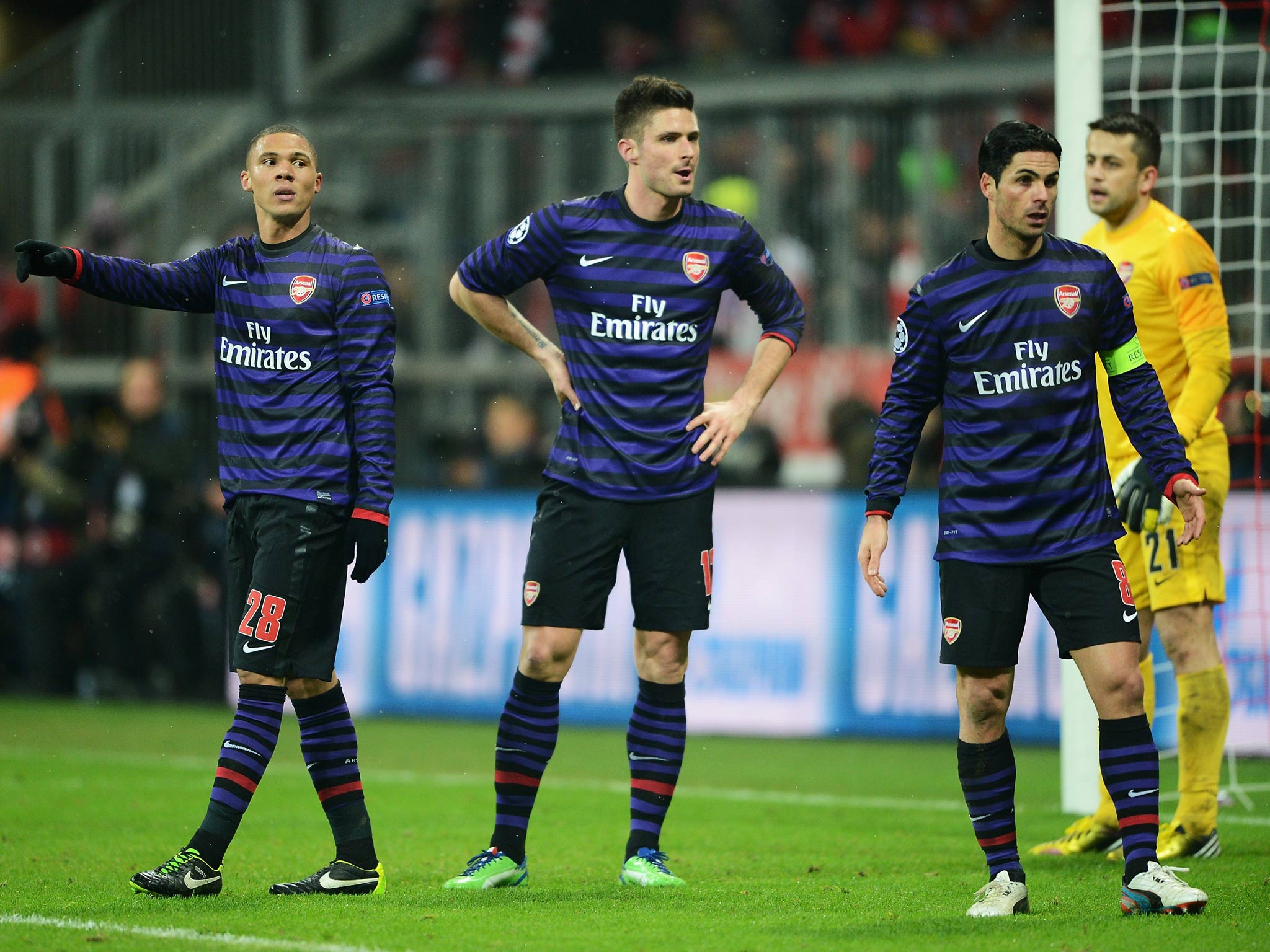 Mikel Arteta in action against Bayern Munich