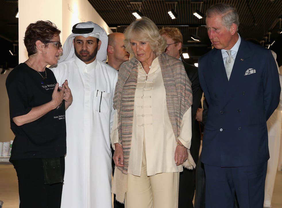 Charles and Camilla visit an art project in the Katara Cultural Village on the fourth day of their Middle East tour