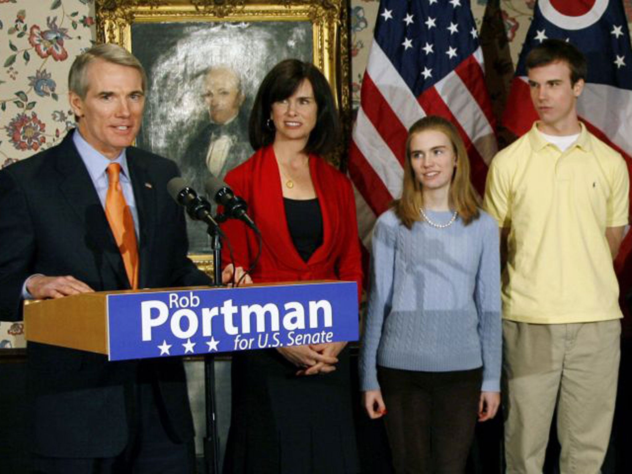 U.S. Sen. Rob Portman, from left, with his wife, Jane, daughter Sally, and son Will,