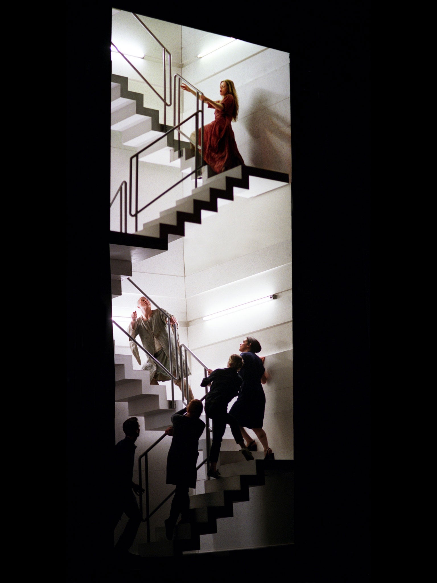 Top notch: Barbara Hannigan as Agnès climbs to her doom