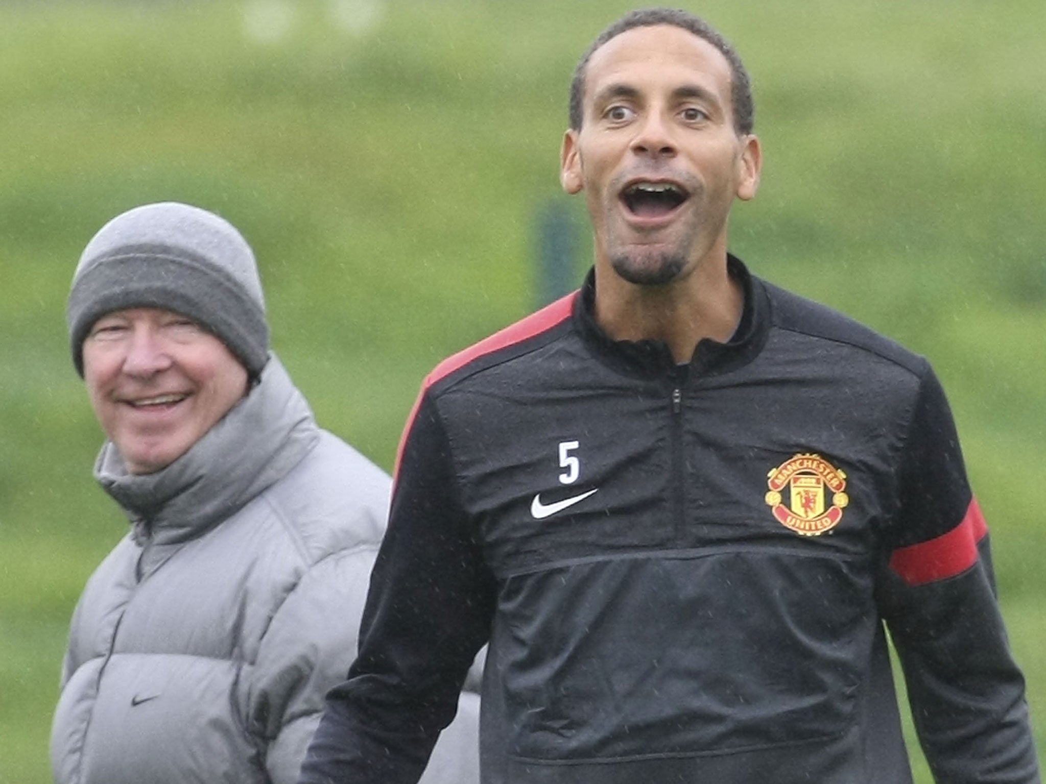 Laughing matter: Sir Alex Ferguson (left) raised concerns over Rio Ferdinand’s fitness after his England recall