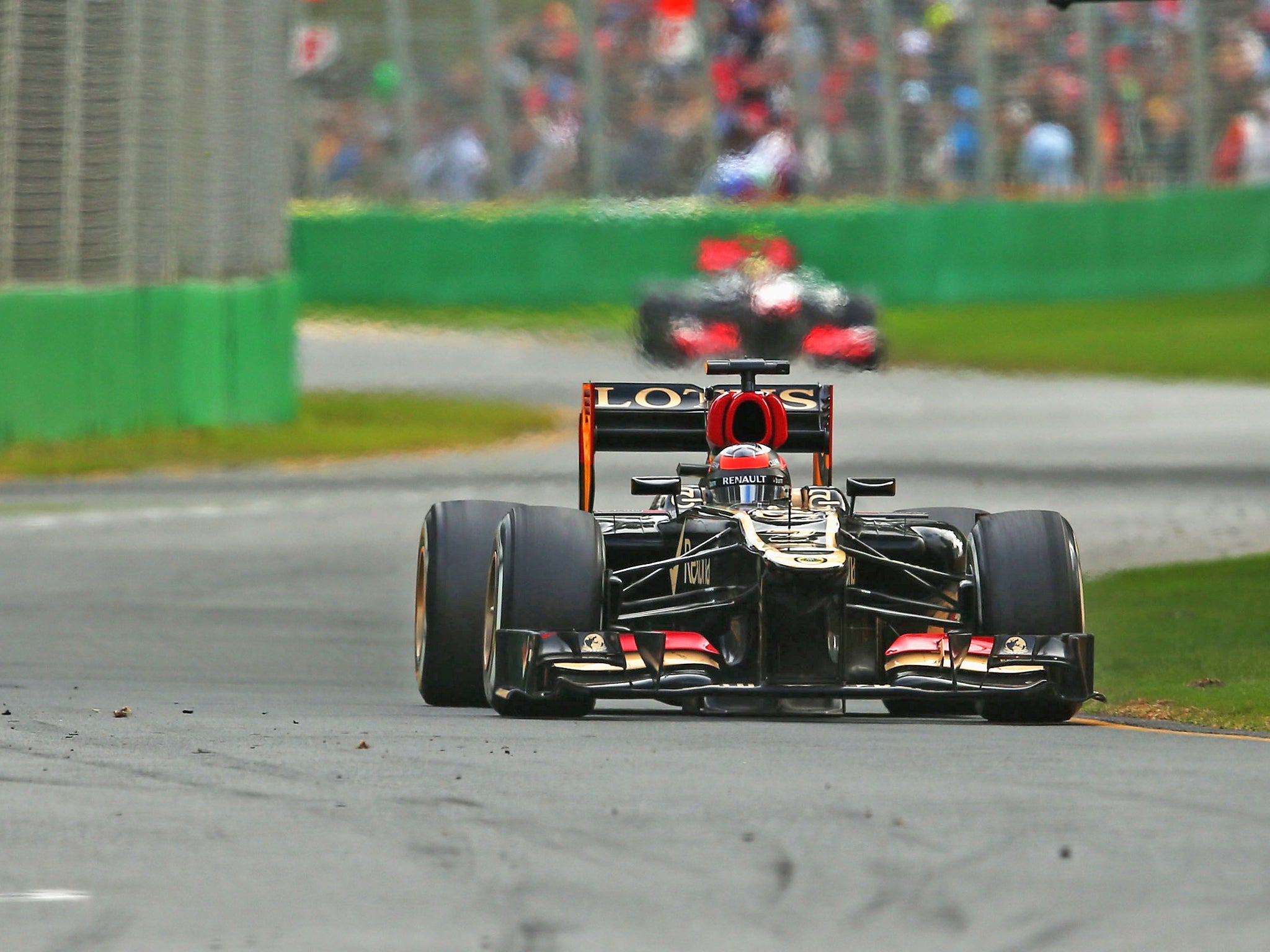 Kimi Raikkonen on his way to winning the Australian Formula One Grand Prix at the Albert Park Circuit
