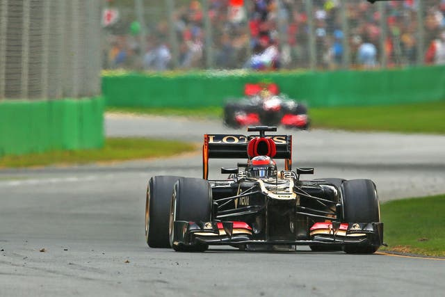 Kimi Raikkonen on his way to winning the Australian Formula One Grand Prix at the Albert Park Circuit 