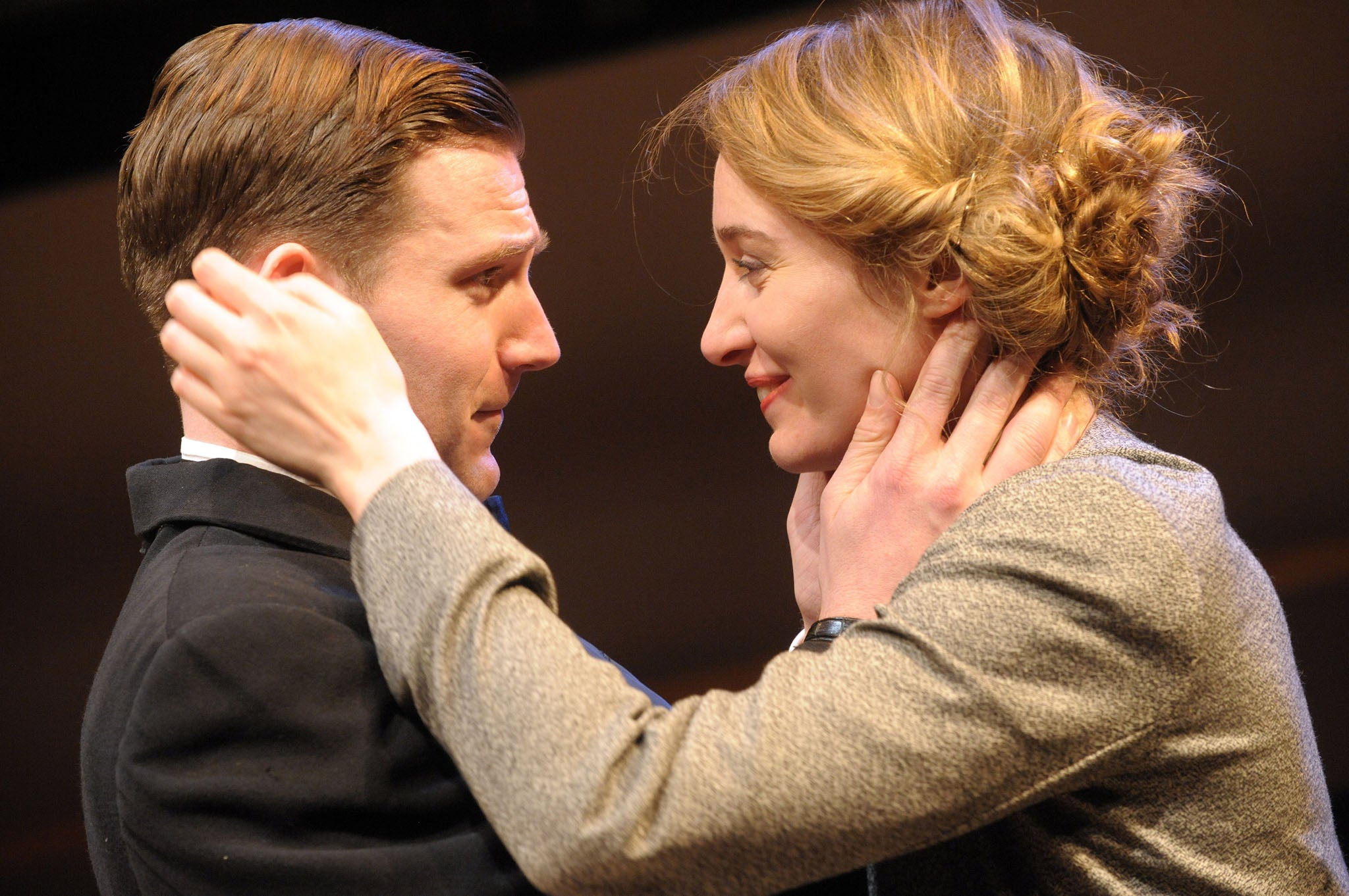 Simon Harrison (Rufus) and Deirdre Mullins (Daryll) in The Man Who Pays The Piper
