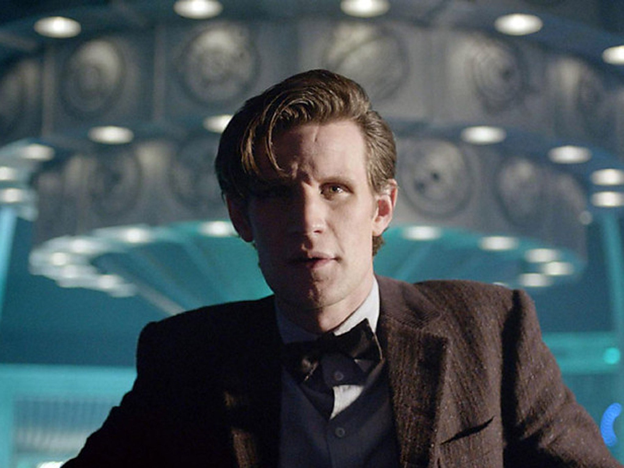 The Doctor looks pensive in the Tardis