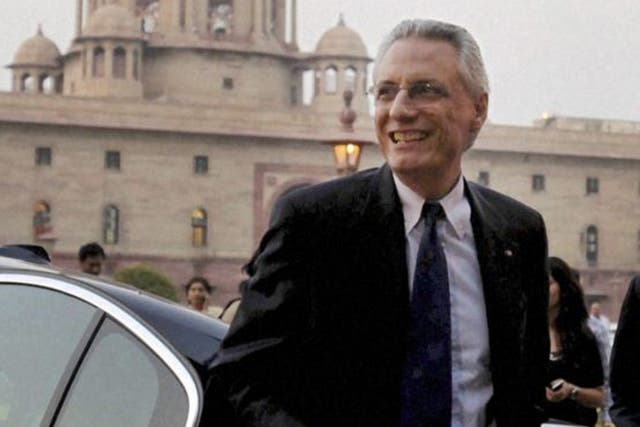 The Italian Ambassador Daniele Mancini arrives on 12 March 2013 at India's Ministry of External Affairs in New Delhi, India