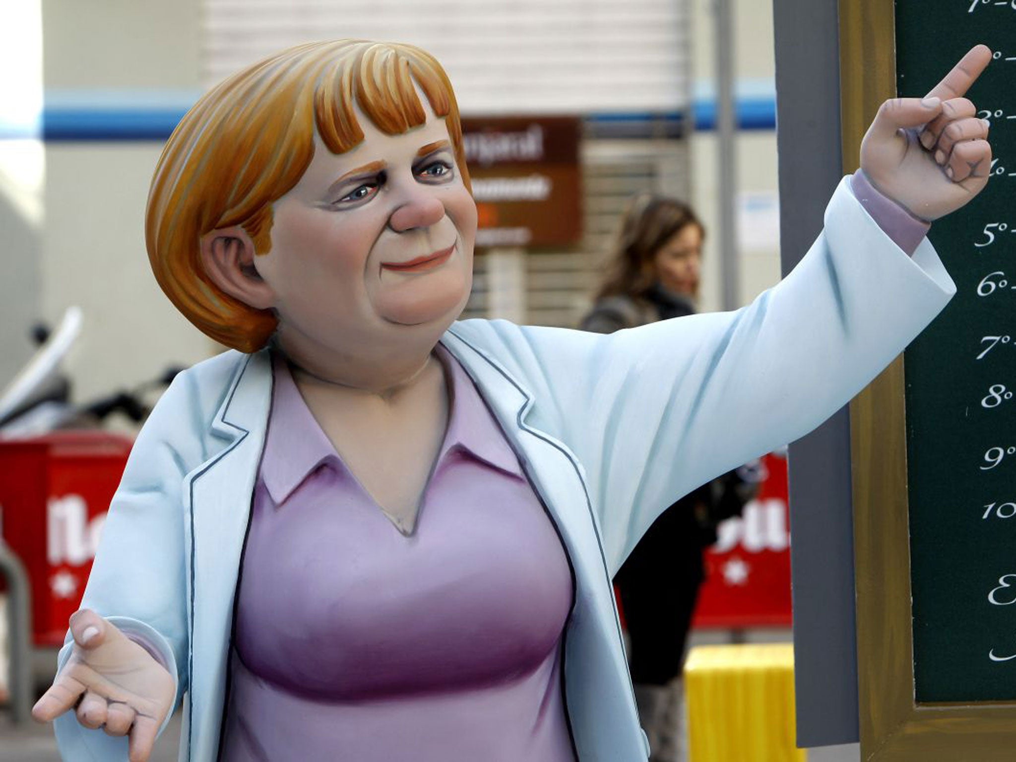 A falla – a satirical structure – caricaturing Angela Merkel was displayed in Spain