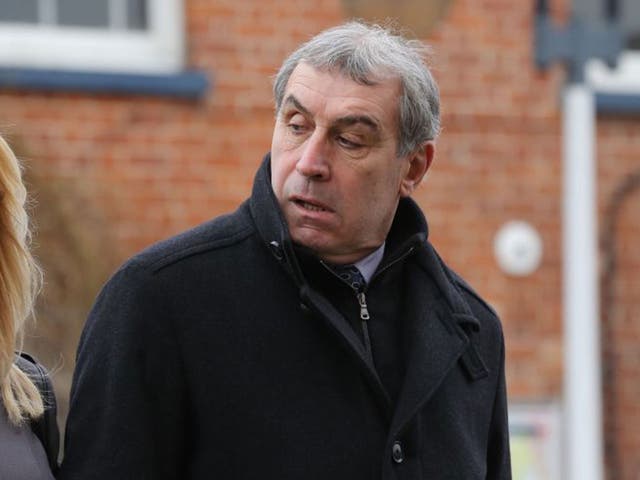 Peter Shilton arrives at Colchester Magistrates’ Court with his partner Stephanie Hayward yesterday. Shilton was found guilty of drink-driving and banned from driving for 20 months