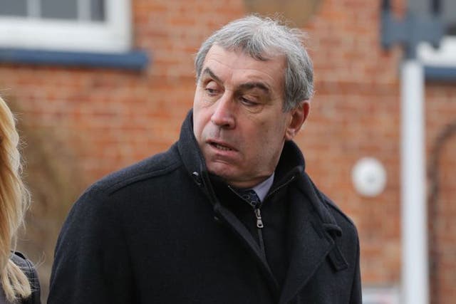 Peter Shilton arrives at Colchester Magistrates’ Court with his partner Stephanie Hayward yesterday. Shilton was found guilty of drink-driving and banned from driving for 20 months