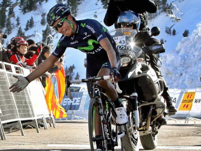 Nairo Quintana enjoys yesterday’s stage win
