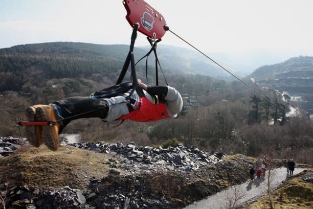The largest zip wiring attraction in the Northern Hemisphere, which has been launched in Penrhyn Quarry, Bethesda, Bangor, North Wales